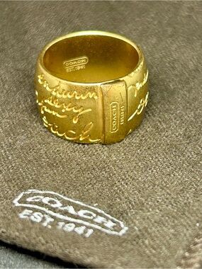 COACH Gold-Tone Signature Wide Ring